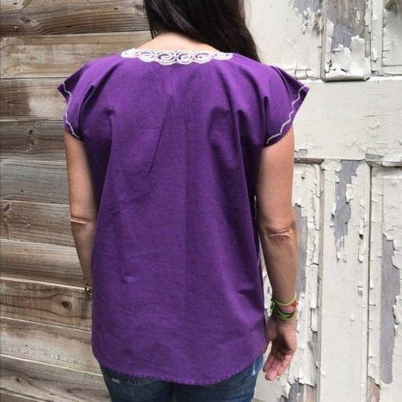 Costume Baldor Mexican Embroidered Tunic Floral Em - Picture 4 of 4